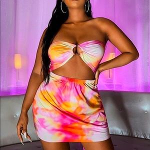 Tie dye cutout dress